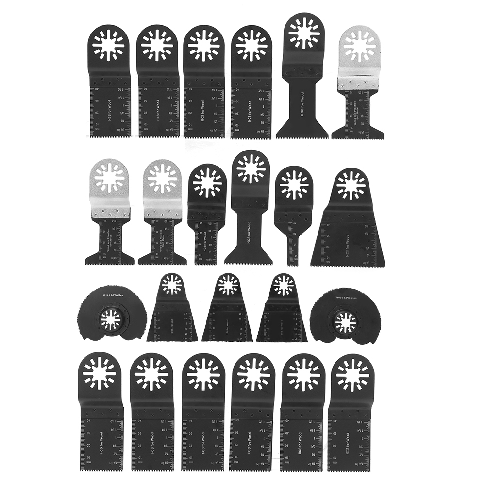 Set Aus 23 Oszillierenden Sägeblättern Aus Hochkohlenstoffhaltigem Stahl, Ideal Zum Schneiden Von Kunststoff, Holz Und Weichmetallen.