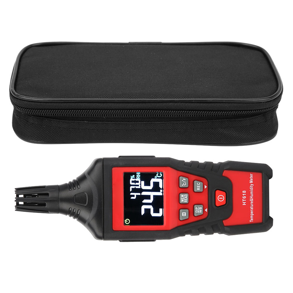 Hochpräzises Tragbares Digitales Thermometer-hygrometer Mit Dualem Lcd-bildschirm Ht618