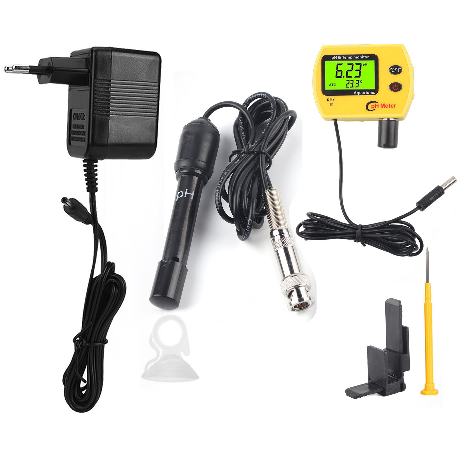 Tragbares 2-in-1-wasserqualitätsmessgerät, Hochpräzise, Temperatur- Und Ph-wert-messung, Mit 220-v-eu-stecker