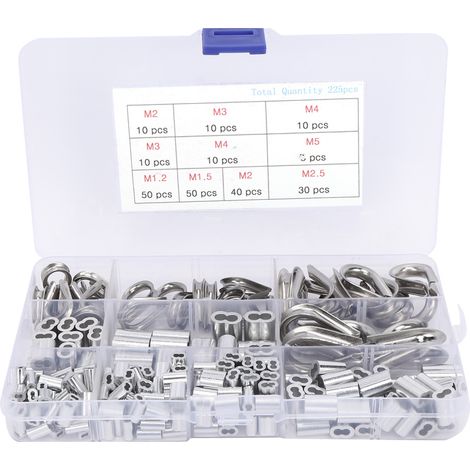 225 Stück M1.2 M1.5 M2 M2.5 M3 M4 M5 Crimp-schlaufenhülsen Für Stahlkabel Mit M2 M3 Kabelschuhen