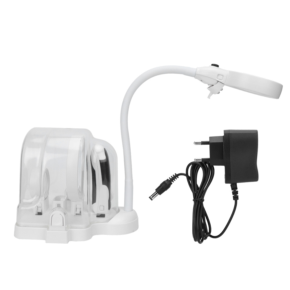 2-in-1 Led-vergrößerungsbrille Für Den Mobilen Einsatz Und Den Stationären Einsatz, Geeignet Für Präzisionsarbeiten Und Reparaturstationen, 110–240 V Eu-netzteil