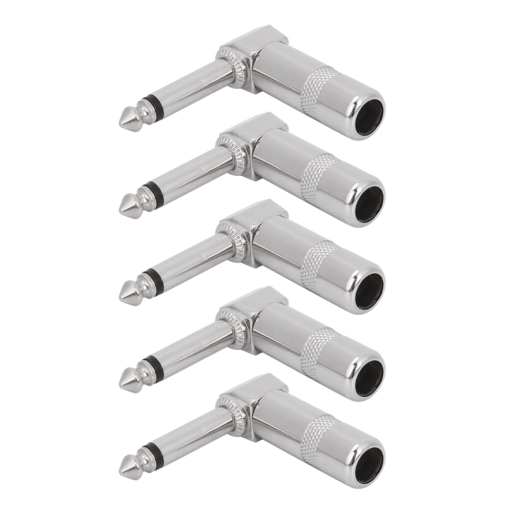5-teiliger 6,35-mm-mono-winkelstecker Für Gitarren- Und Mikrofon-audiokabel