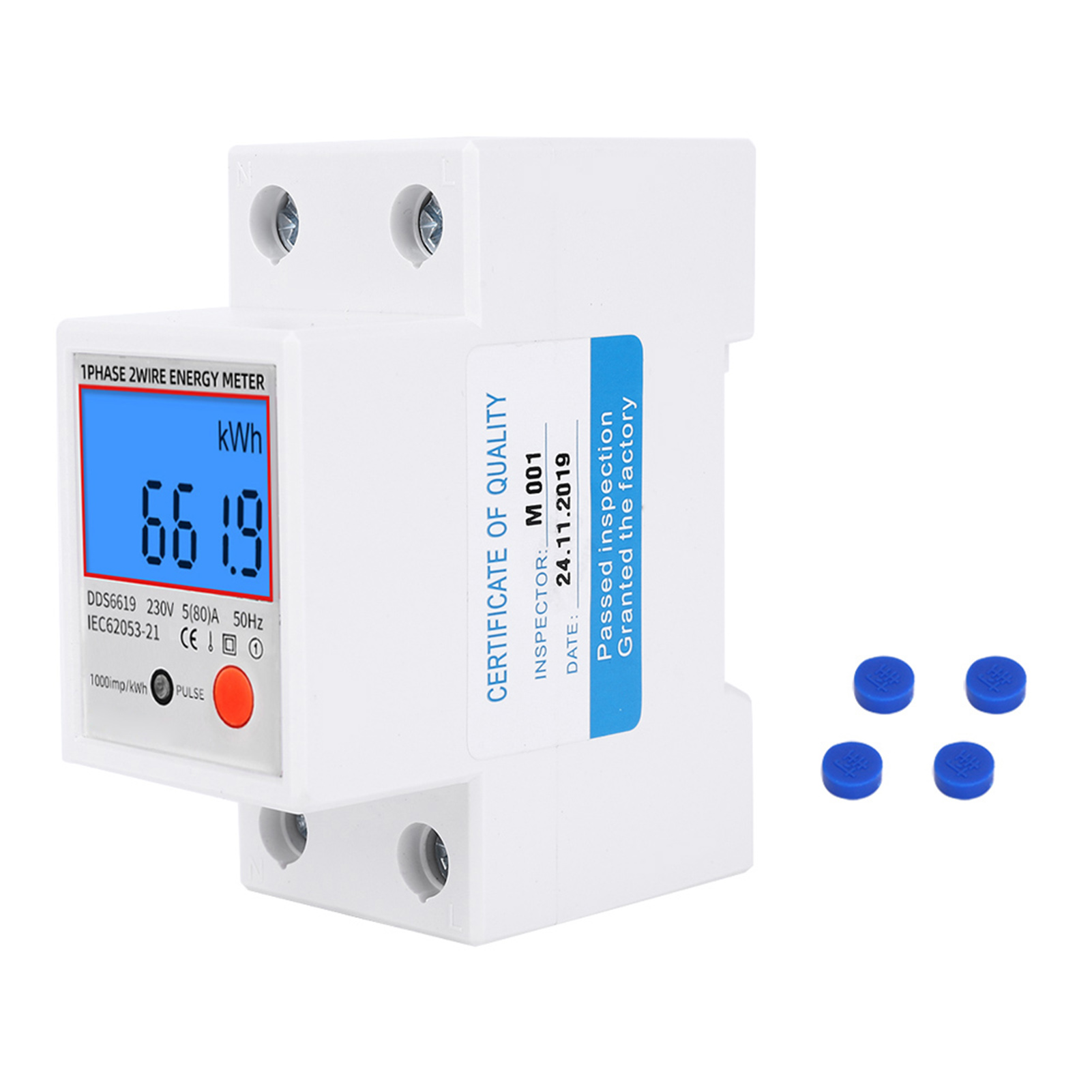 Digitaler Einphasen-energiezähler Mit Hintergrundbeleuchtetem Display – Misst Spannung Und Stromstärke, 230 V, 50 Hz, Multifunktionsgerät
