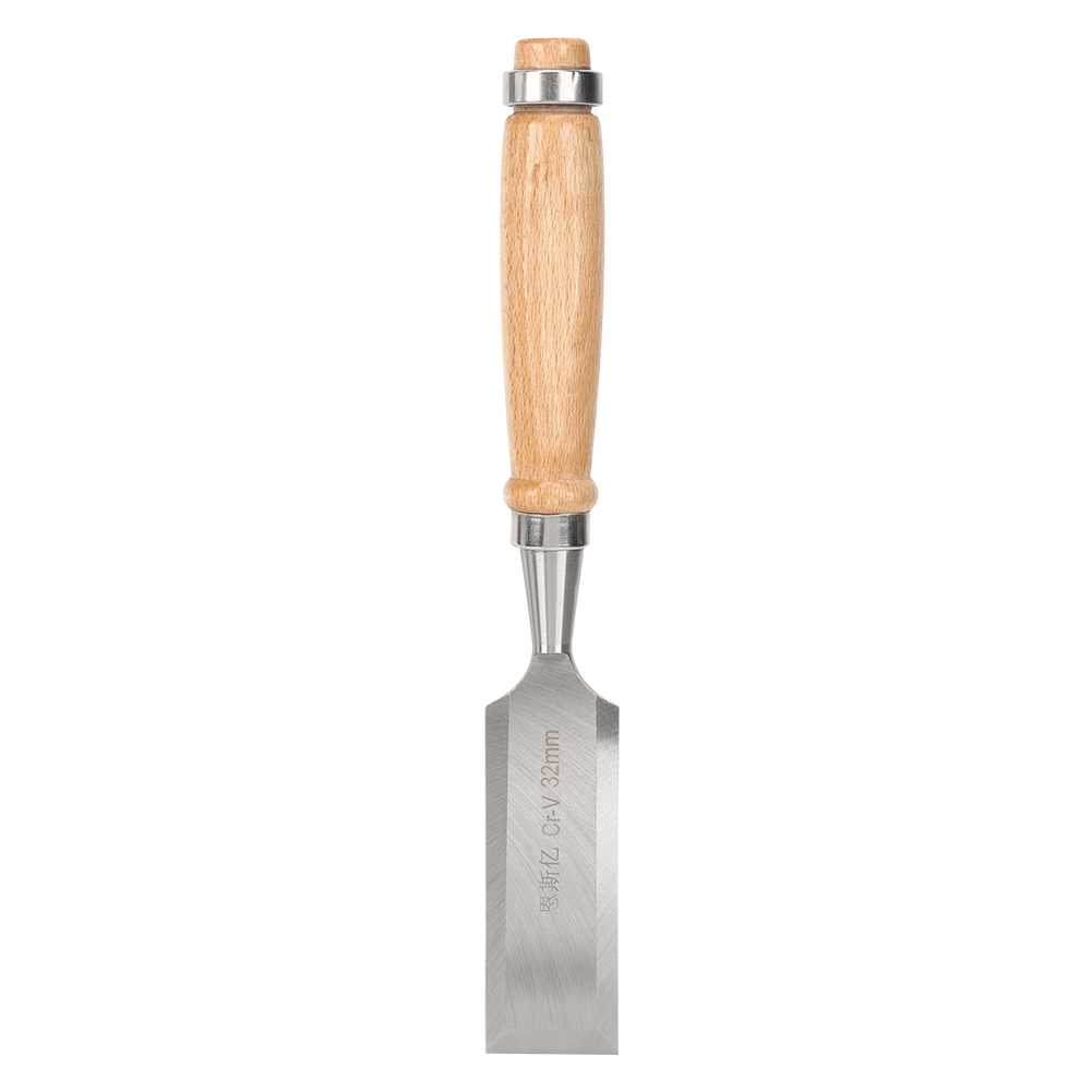 Flacher Holzmeißel Mit Holzgriff, Robustes Holzbearbeitungswerkzeug, Industriezubehör, Cr V 32 Mm