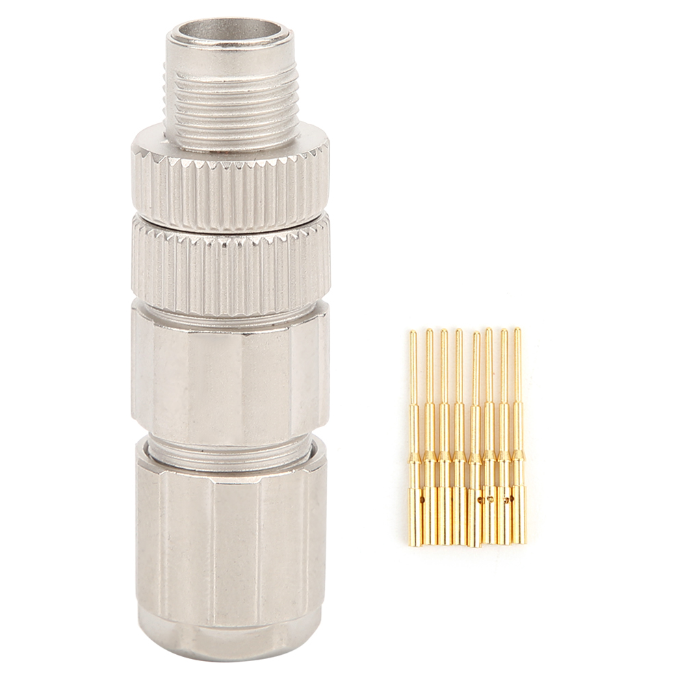 Industrieller M12-steckverbinder, X-codierung, 8-polig, Stecker, Ganzmetall, Für Ethernet-verkabelung
