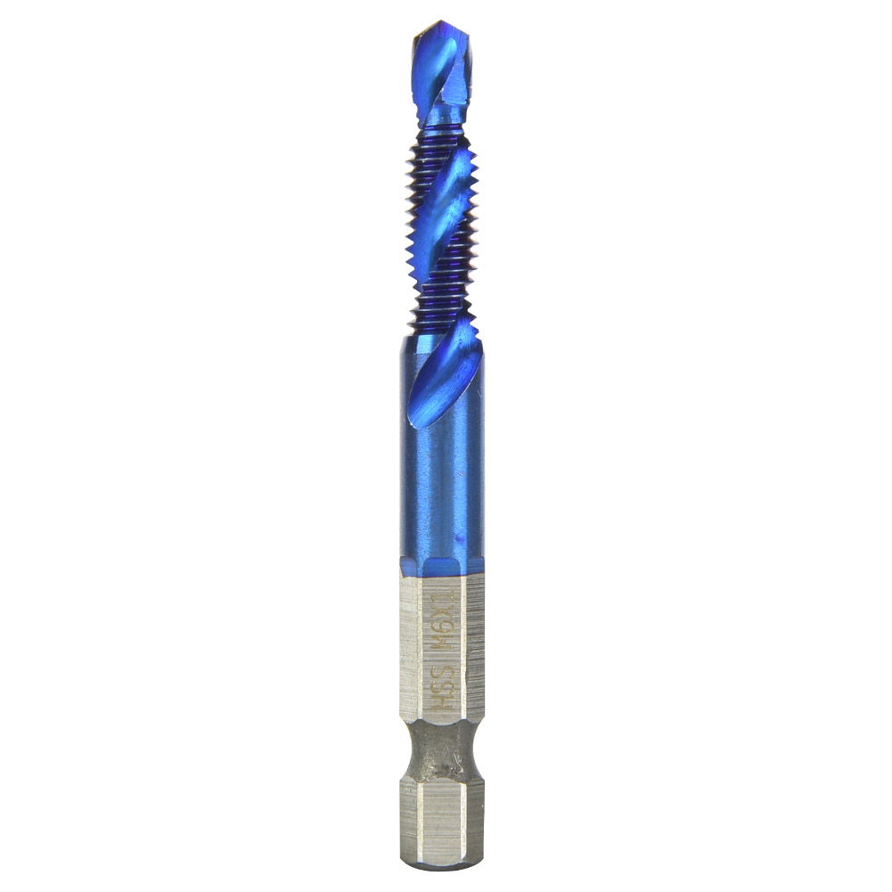 Hochgeschwindigkeits-hss-gewindebohrer 6,35 Mm, Blau Beschichtet, Für Sechskantschaft (m6)