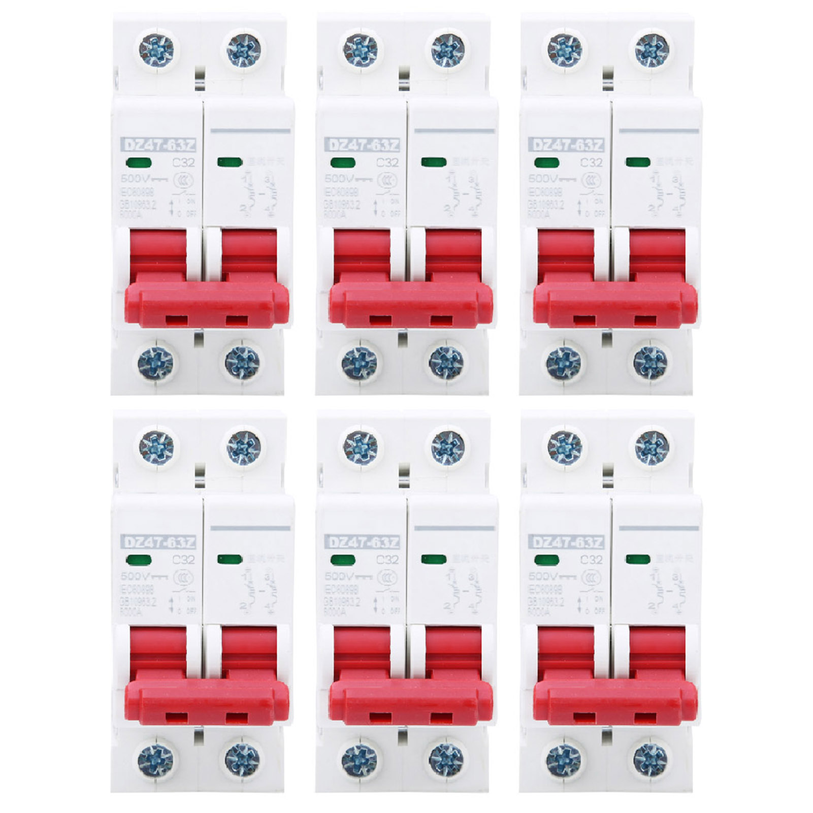 Stück Dz47-63z Dc500v 2p Photovoltaik-leistungsschalter Mit Überlast- Und Ableitstromschutz, 32 A