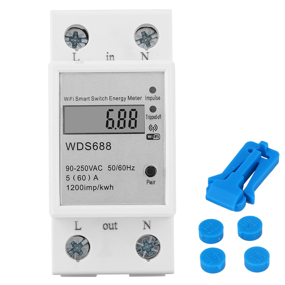 Wds688 Einphasen-smart-energiezähler Mit Fernbedienung, Multifunktion 90–250 V Ac 5–60 A