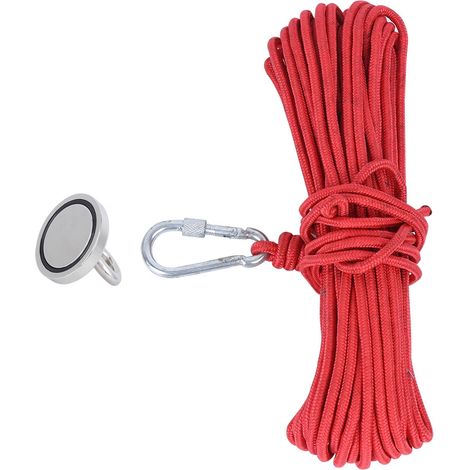 Magnetischer Angelhaken, Leistungsstarkes Zubehör, N35, 81 Kg Tragkraft, Rotes Seil, 20 M