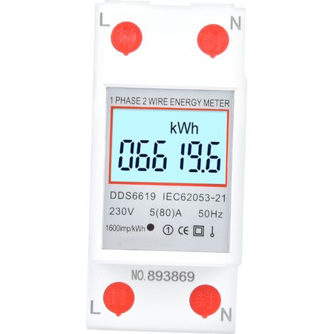 Einphasen-energiezähler Dds6619 2p 230v Mit Hintergrundbeleuchtung Für Din-schienenmontage