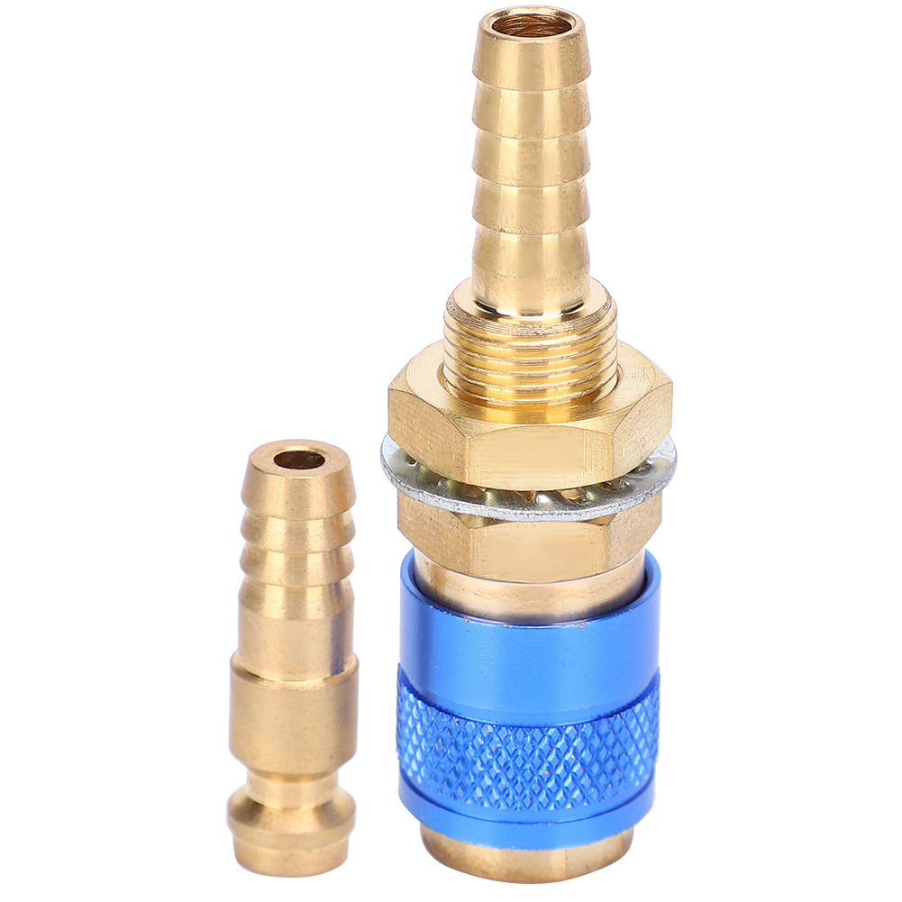 Paar 8-mm-schnellkupplungen Mit Wasser- Und Gaskühlung Für Mig- Und Wig-schweißbrenner (blau)