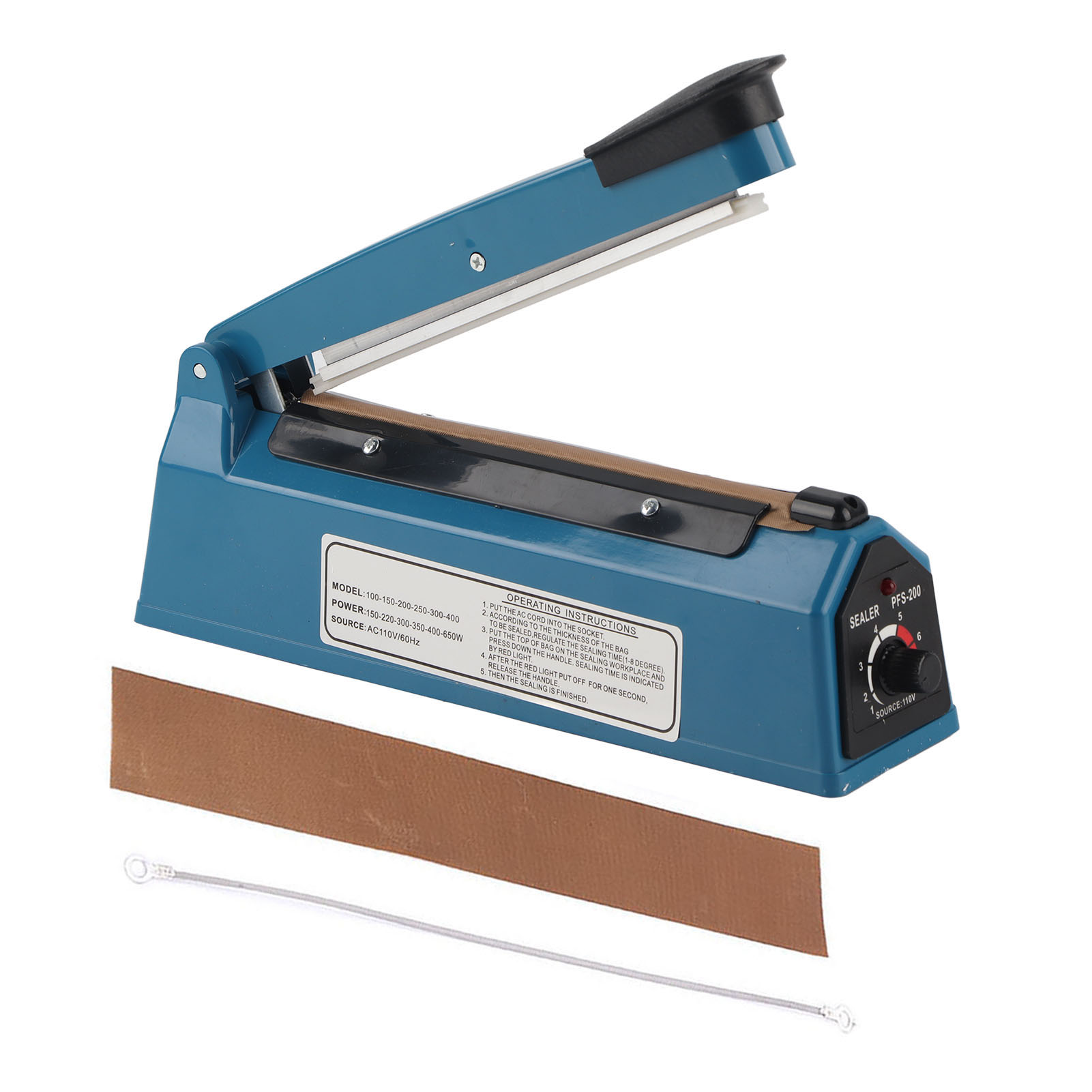 300w Pfs-200 Manuelles Heißsiegelgerät, 8 Zoll Impulssiegelgerät Mit Einstellbarem Timer, 110v Us-stecker.