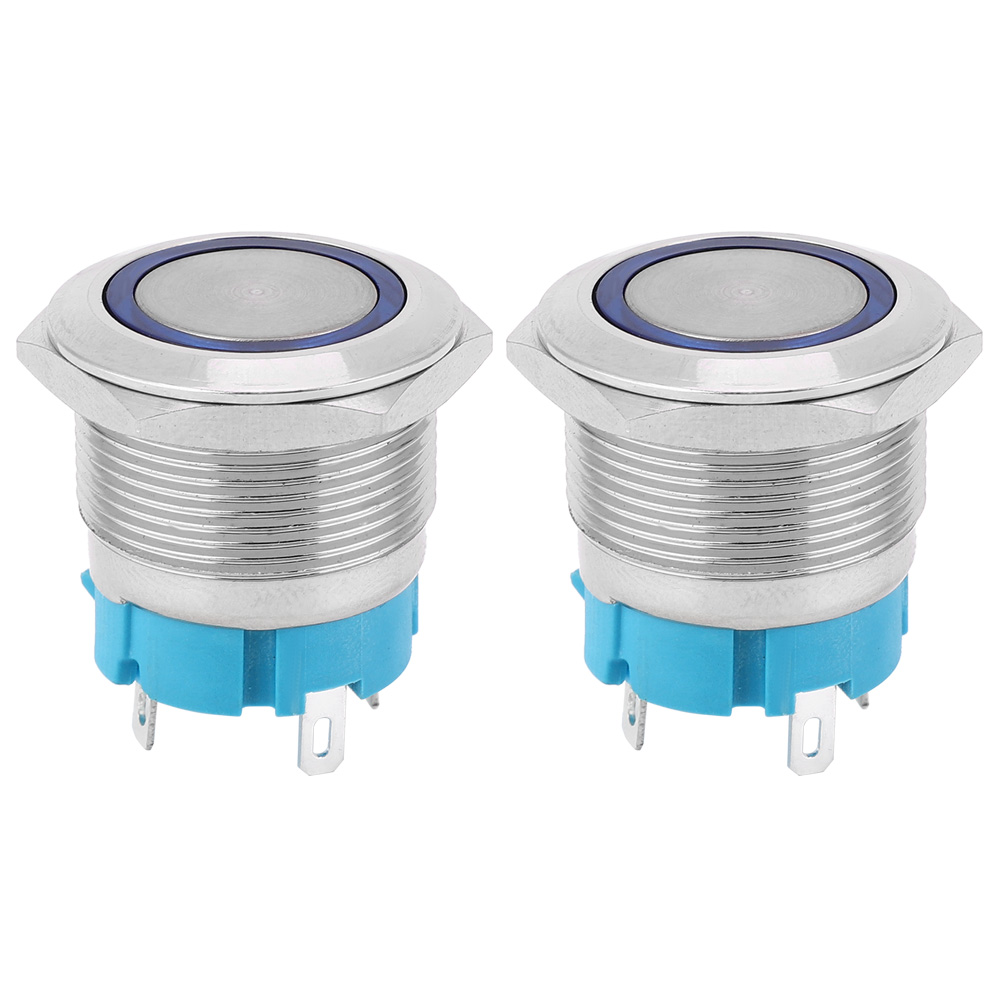 Stück Selbstverriegelnde 4-polige 22-mm-drucktaster Mit Ip65-schutzart Und Ringbeleuchtung Für Boot Und Auto (blau, 220 V Ac)