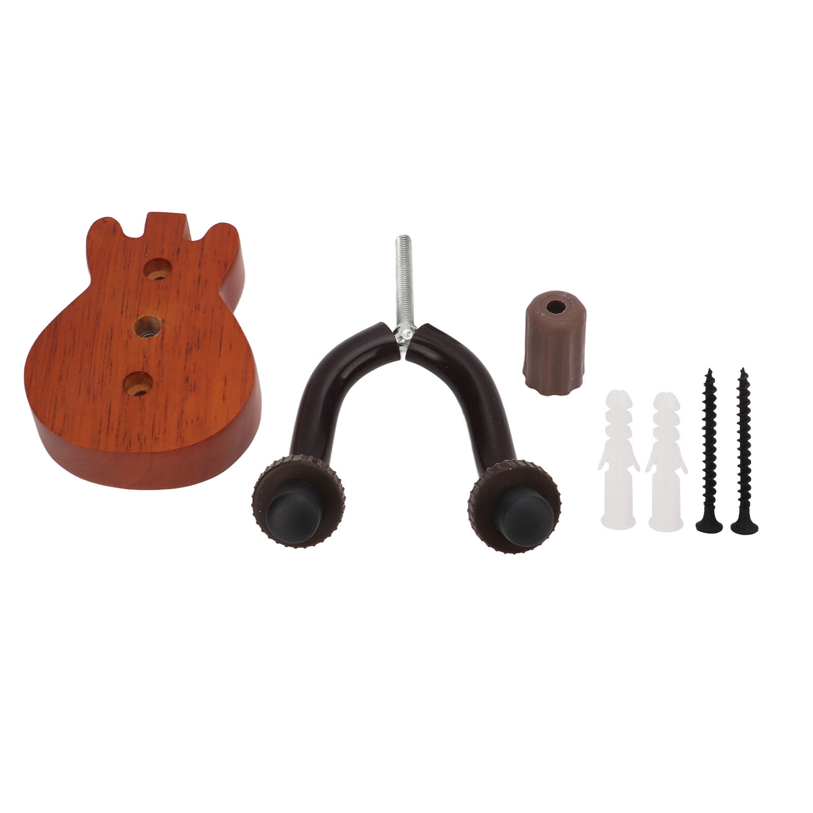 Vintage Gitarrenwandhalterung Aus Braunem Buchenholz Und Metall, Bass- Und Ukulelenständer, Wandgitarrenaufhänger.