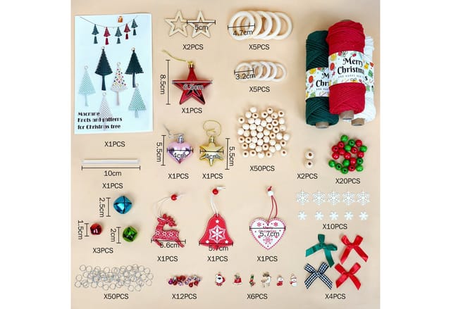 OSTWOLKE Makramee Garn Set DIY Makramee Weihnachtsdeko Set mit Anleitung Bastelgarn, (1-St)