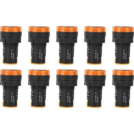10 Stück Led-berm-anzeigeleuchten, Pc-gehäuse, Nicht Brennbar, 22 Mm Durchmesser, 380 V, Ad16-22d/s, Gelb
