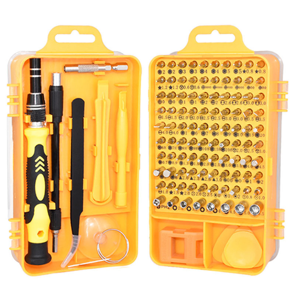 115-teiliges Multifunktions-schraubendreher-set Für Uhren- Und Handy-reparaturen, Gelbes Handwerkzeug