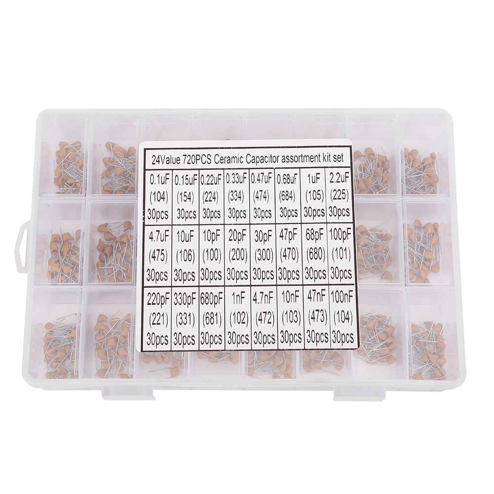Set Mit 720 Keramikkondensatoren, 24 Werte, 0,1 Μf Bis 100 Nf, 50 V, Mit Aufbewahrungsbox
