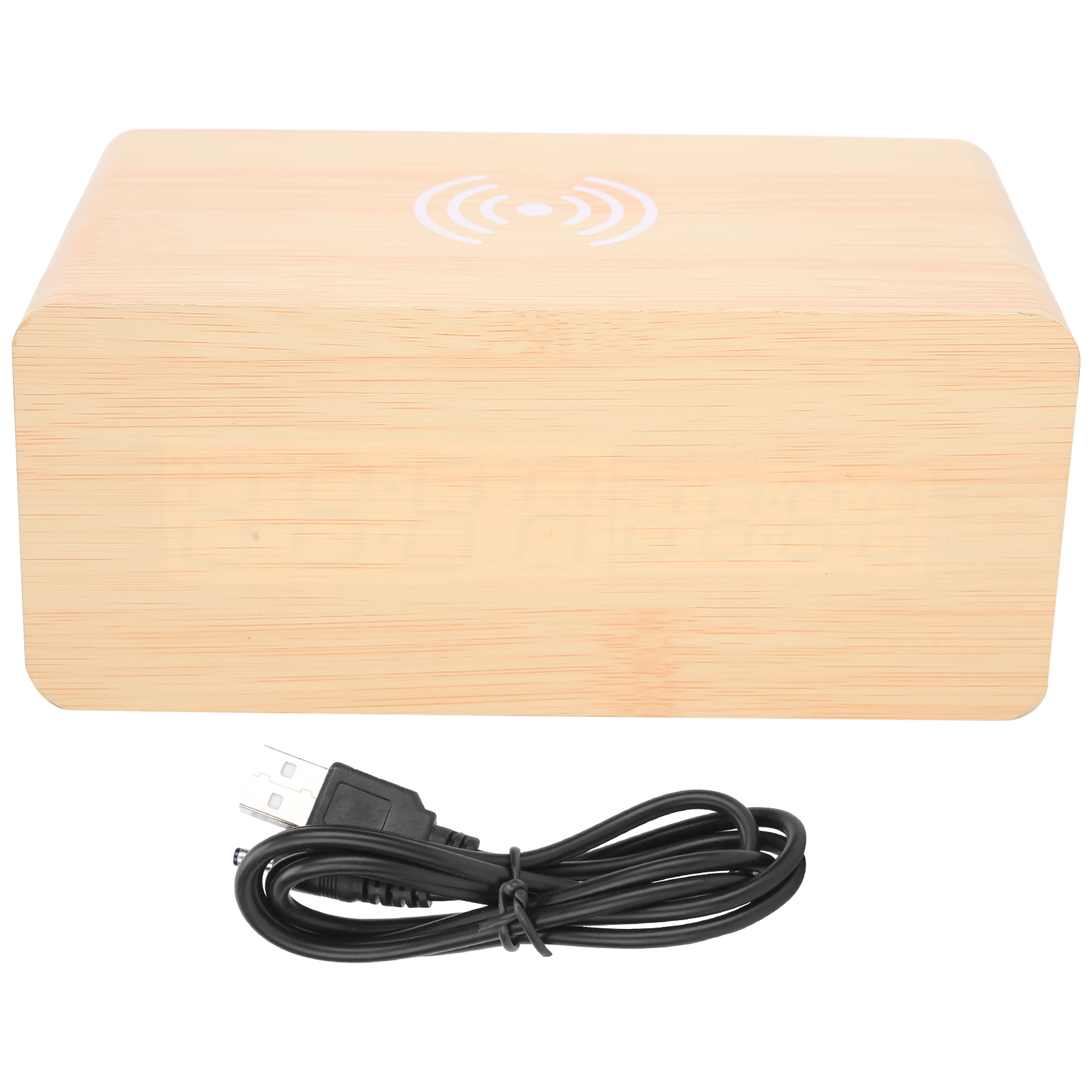Multifunktionaler Bluetooth-lautsprecher Aus Holz Mit Wecker, 2000 Mah Akku, Mini-stereo-lautsprecher, Rotem Licht Und Gelbem Holz
