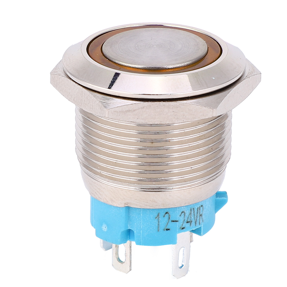 Stück Selbstverriegelnder Drucktaster 19 Mm 12-24 V Dc 1 Schließer 4 Pins Metall (gelb)