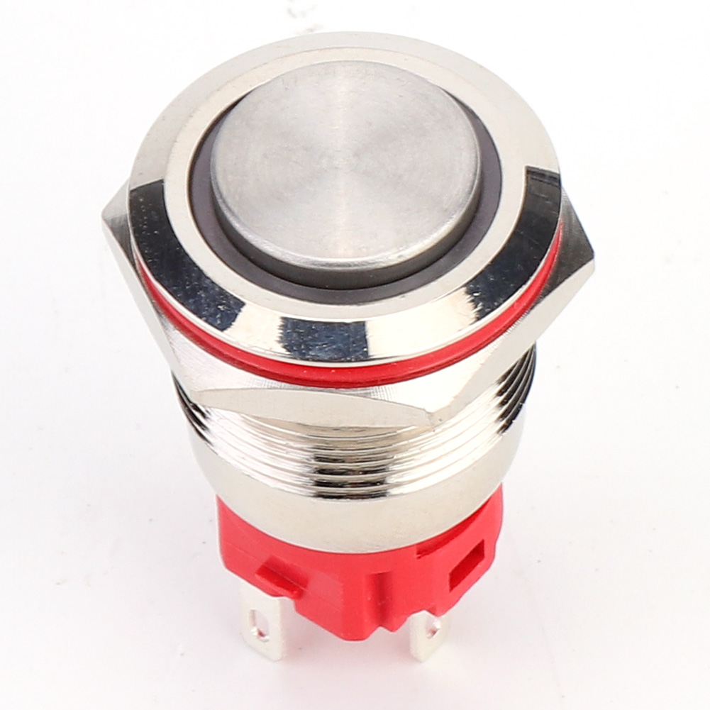 19-mm-metall-drucktaster, Dc 9–30 V, 1 Schließer, 1 Öffner, Mit Selbstverriegelung Und Gelbem Leuchtring