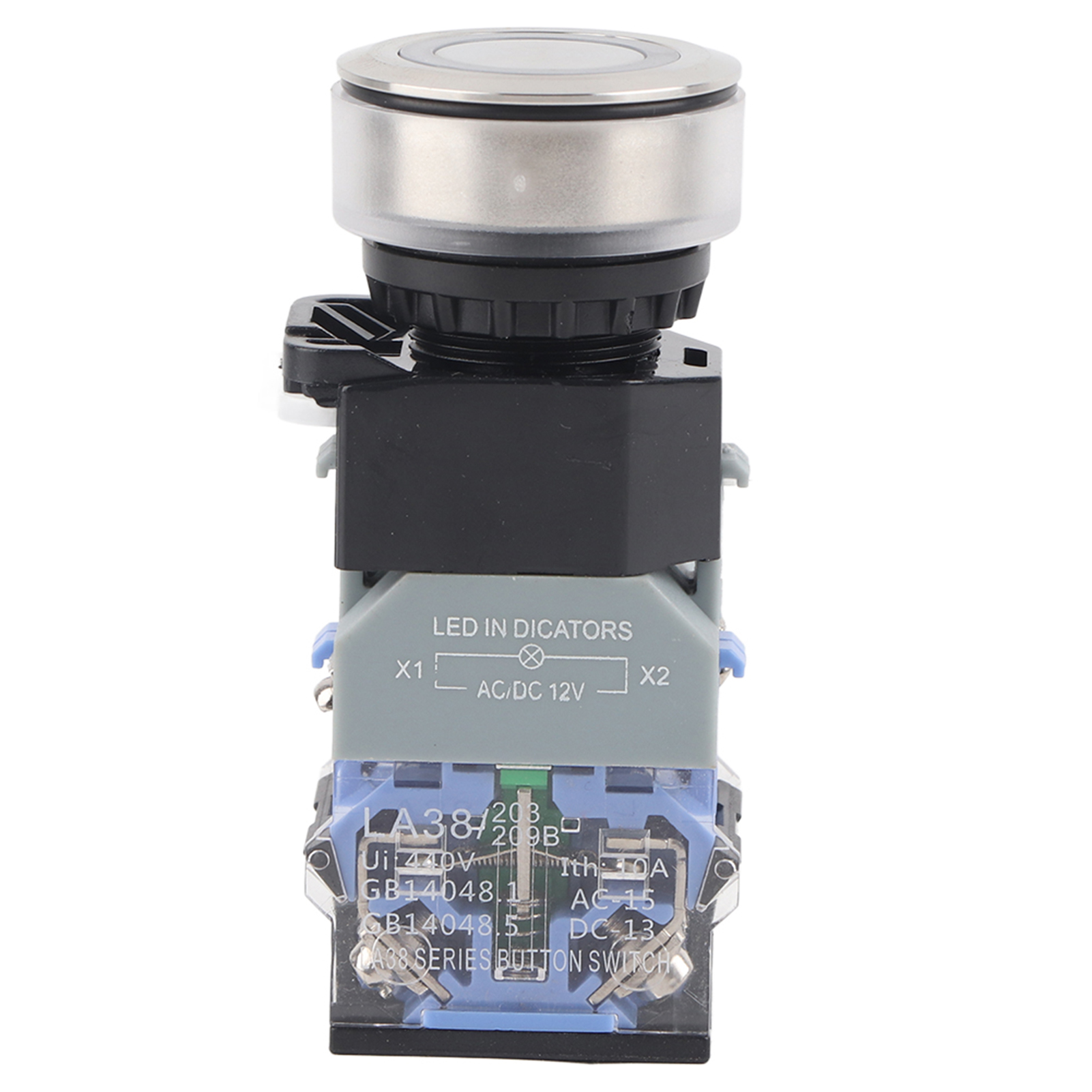 Kompakter Drucktaster Mit Blauer Kontrollleuchte, 30 Mm, La38, 12 V Ac/dc (selbstverriegelnd)