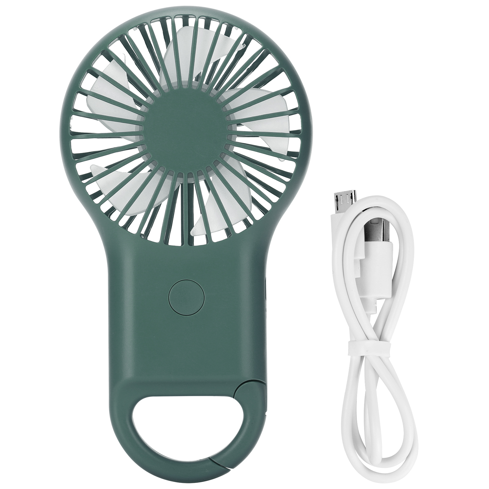 Usb-wiederaufladbarer Taschenventilator Mit 3 Geschwindigkeitsstufen, Mini-tragventilator Mit Karabinerhaken, Olivgrün