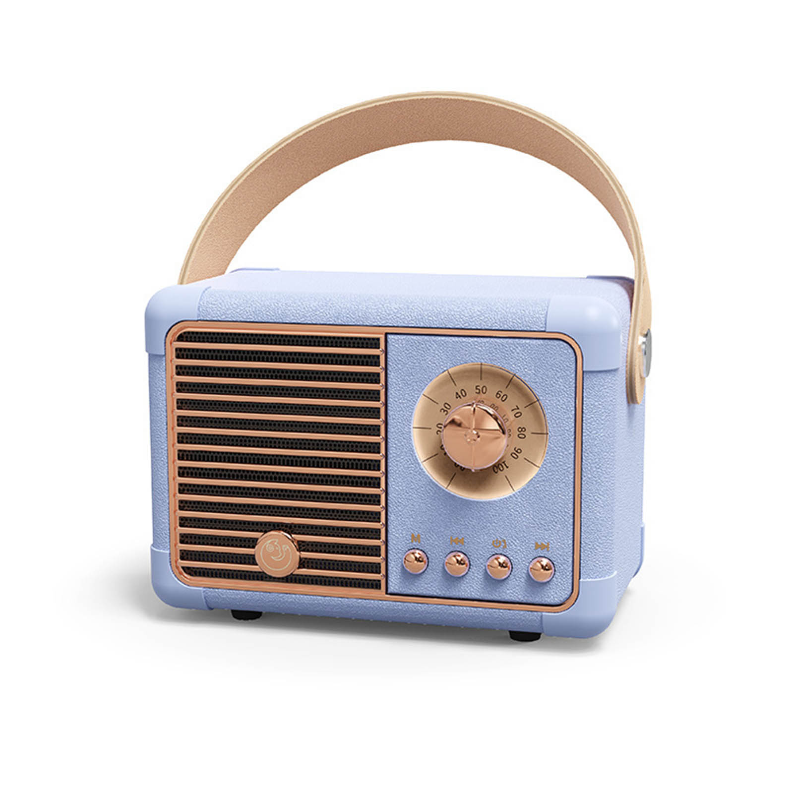 Kompakter, Tragbarer Bluetooth-lautsprecher, Stereo-hifi-klang, Retro-design, Multifunktional, Mit Akku, Hellblau