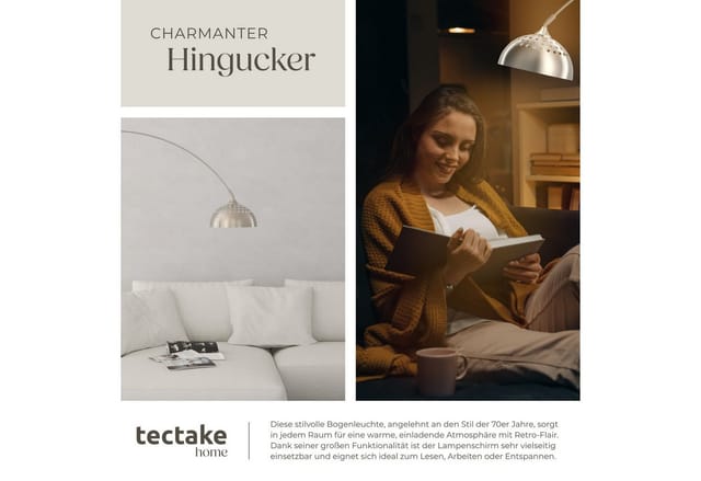 tectake Stehlampe Bogenleuchte, LED, Verstellbare Bogenlampe aus Stahl im eleganten Retro-Design