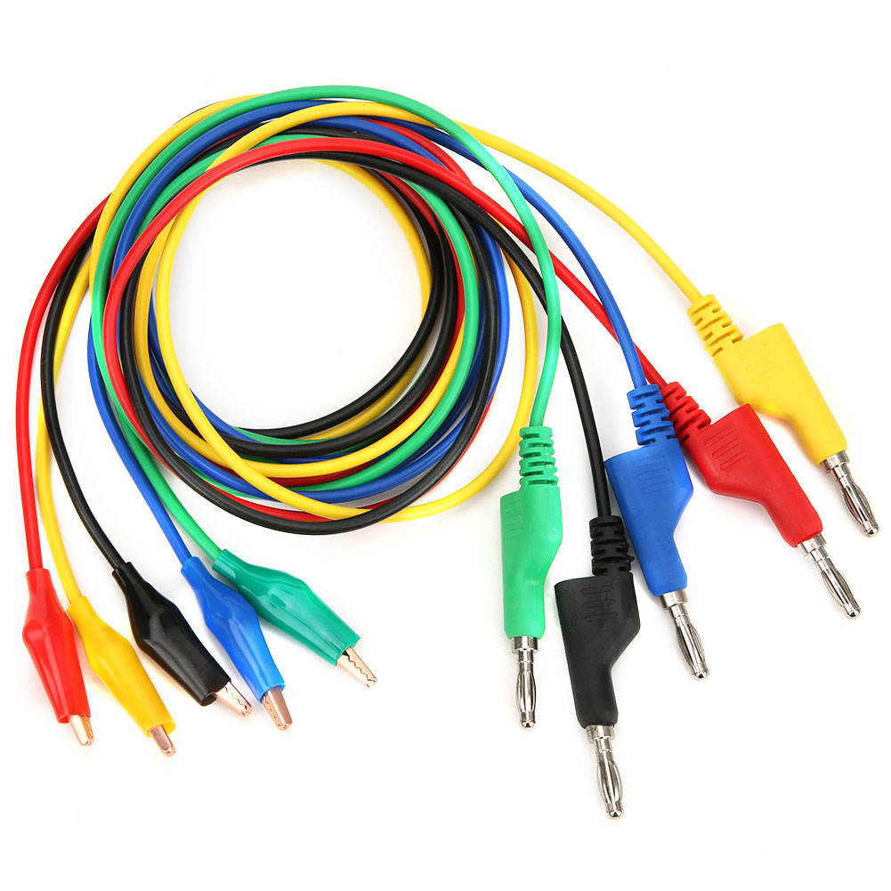P1044 5 Stück Stapelbare Messleitungen 4 Mm 1 M, Bananenstecker Auf Klemmen Für Multimeter