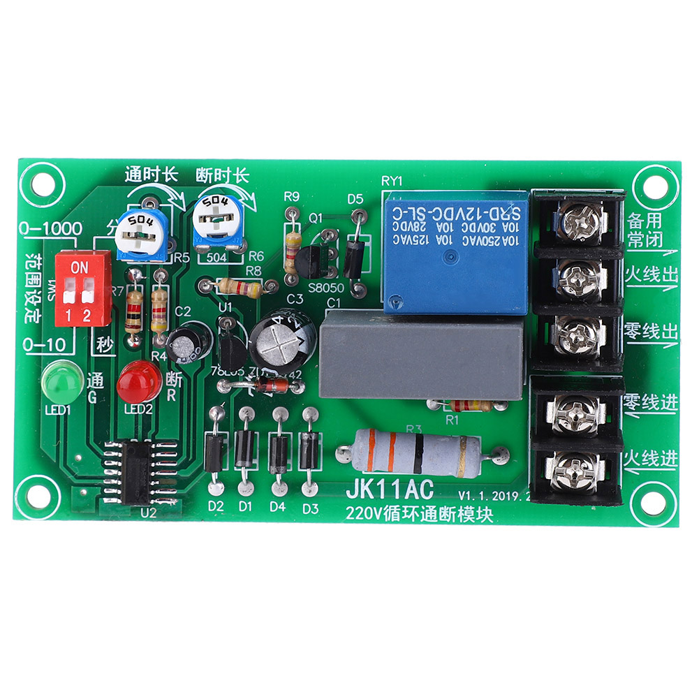 Relaismodul Für Kontinuierlichen Ein-/ausschaltvorgang Mit Einstellbarem Timer, Ac 100-250 V