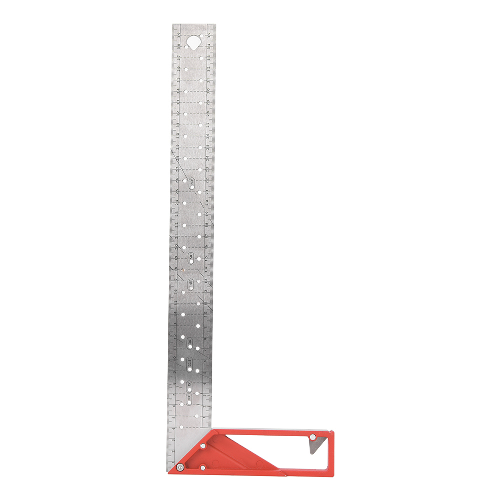 Edelstahl-holzbearbeitungslineal 45°/90° Mit Mehrwinkelmessung (40 Cm)