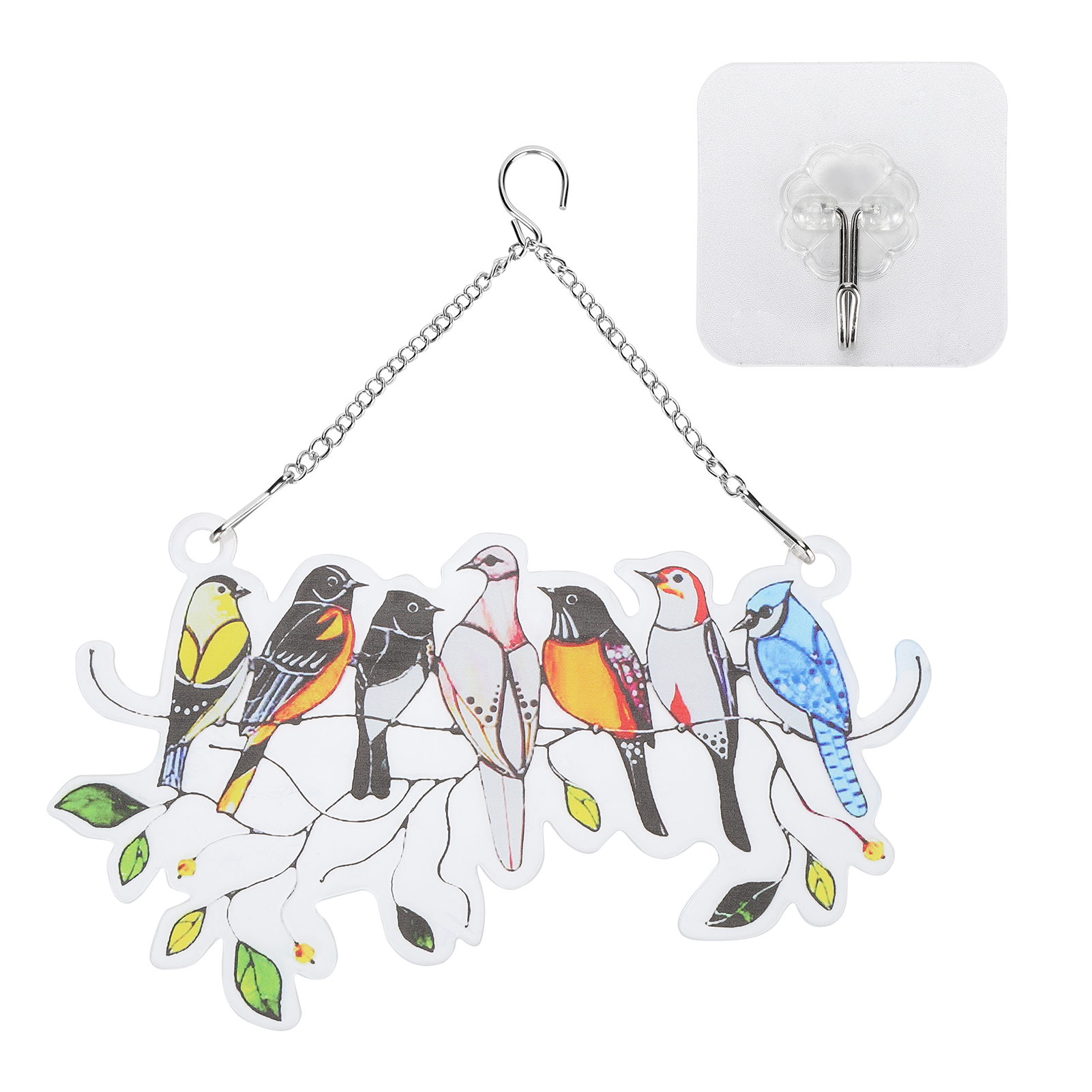 Dekorativer Fensterhänger Mit Vogelmotiv An Einem Draht – Sonnenfänger Mit Kette – Geschenk Für Vogelliebhaber – 21 X 12 Cm