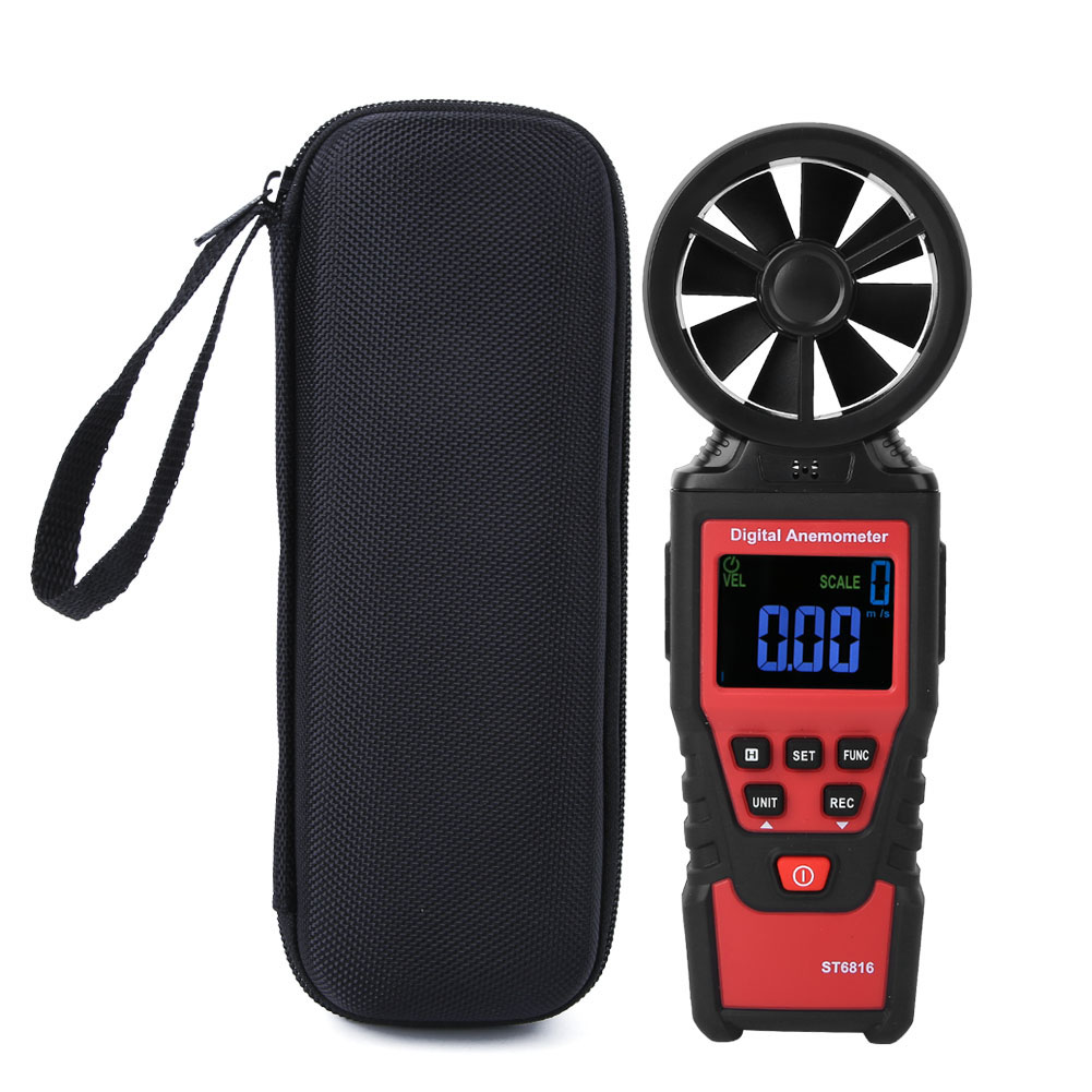 Das Tragbare Digitale Anemometer St6816 Misst Windgeschwindigkeit Und Temperatur.