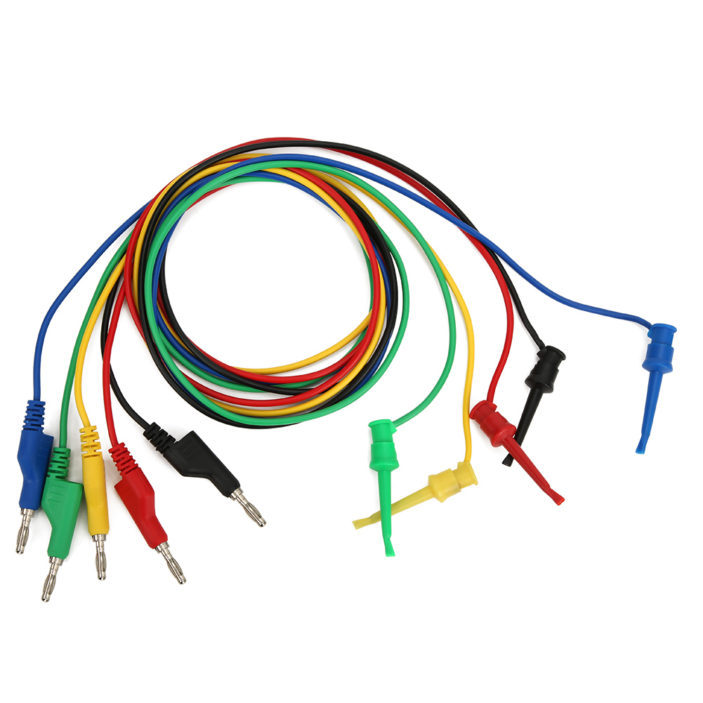 P1045 5-teiliges Multimeter-messleitungsset Mit Stapelbaren 4-mm-bananensteckern Und Krokodilklemmen, 1 M