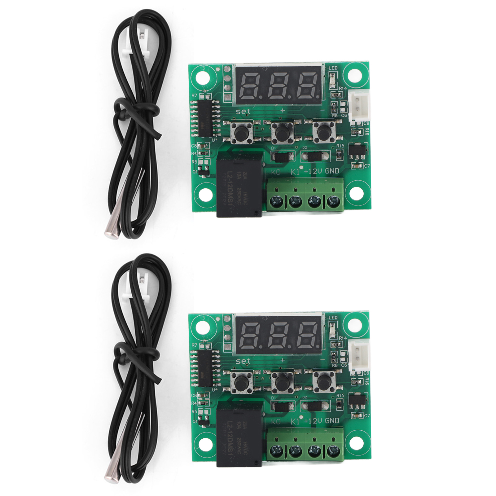 2-teiliges Digitales Thermostat W1209 12v Dc Wasserdicht Mit Sensor, Temperaturregler -50 Bis 110°c