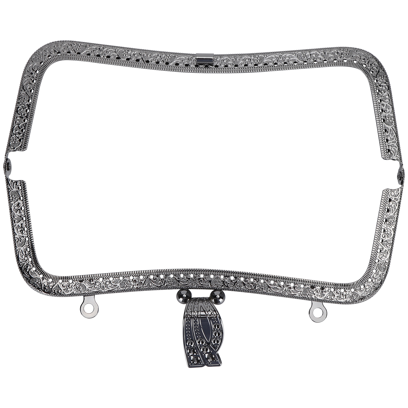 Diy-metalltaschenrahmen 20 Cm, Retro-kussverschluss, Geprägter Griff, Hardware-zubehör, Gunmetal Schwarz B01-027—00479
