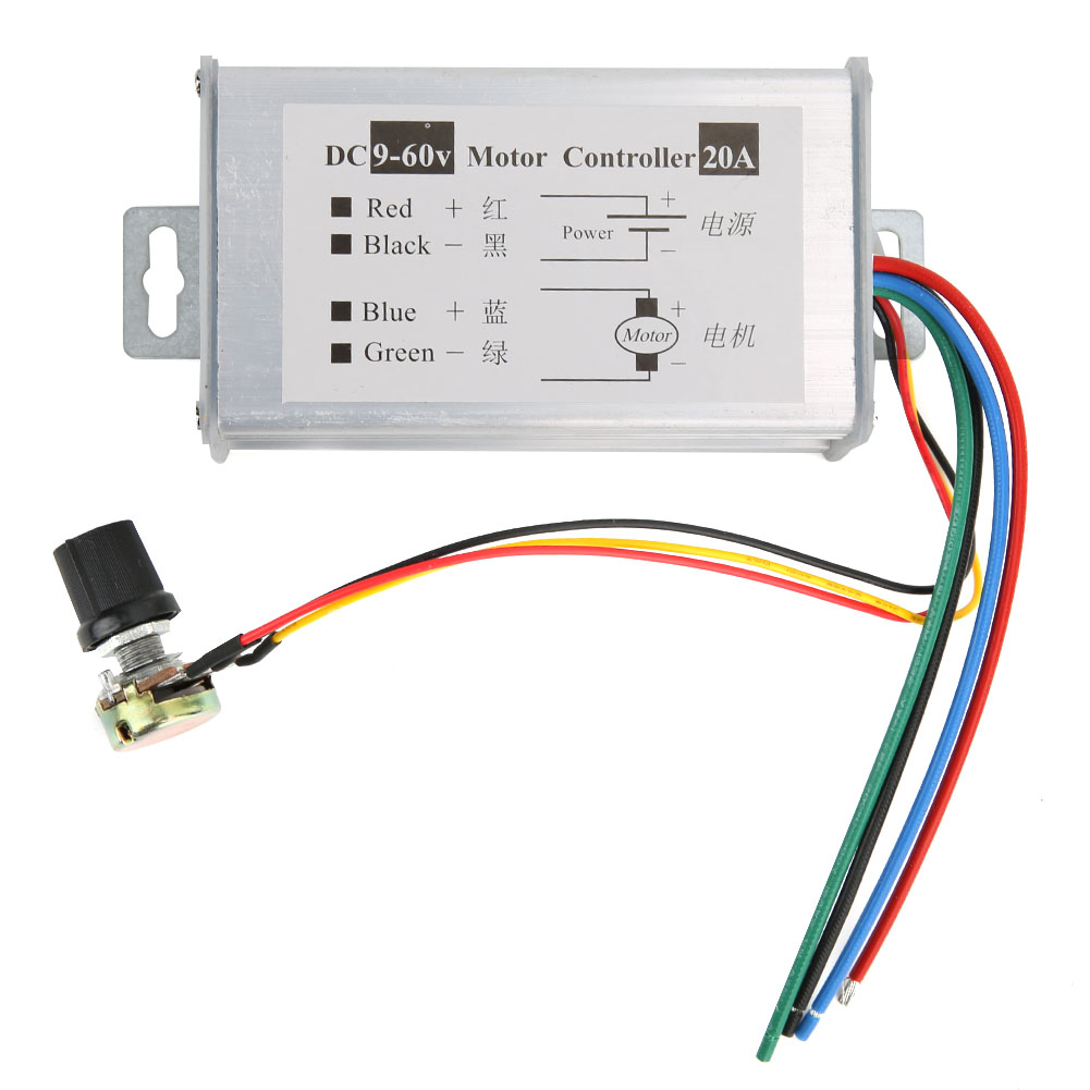 20a Pwm-drehzahlregler Für Motoren, Variable Einstellung 9-60v Mit Potentiometer
