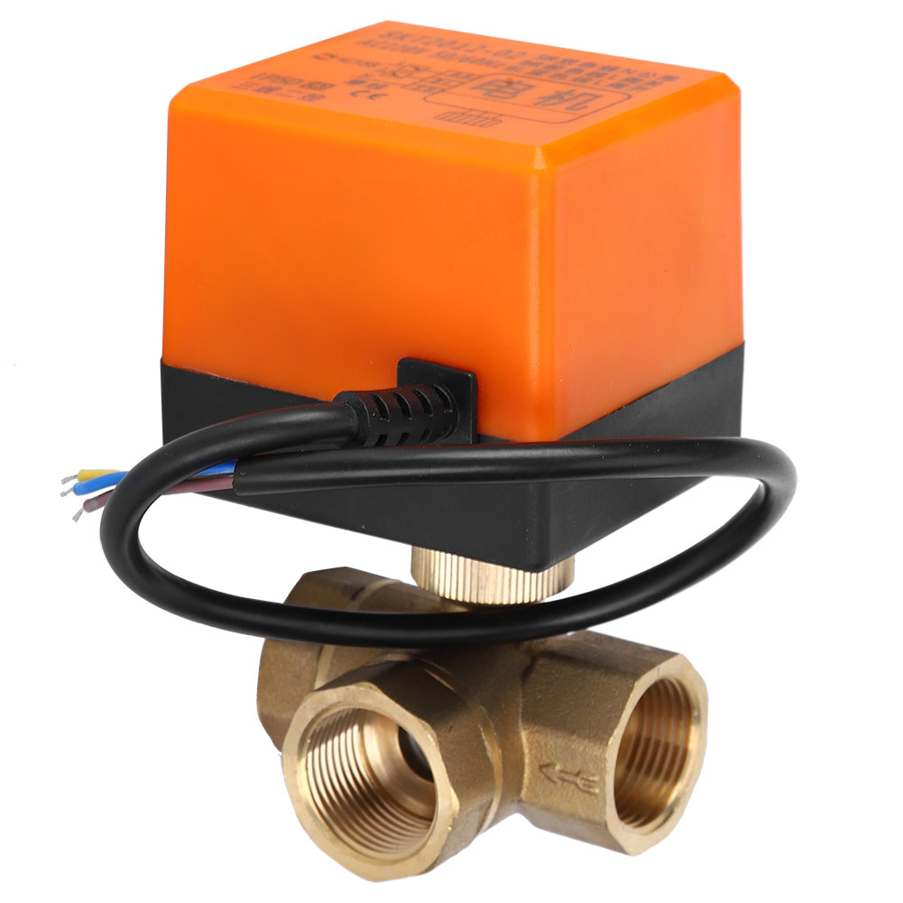 Motorisiertes Messing-kugelventil, Orange, 3-adrige 2-wege-elektrosteuerung, 1,6 Mpa 6 W Ac220 V G3/4
