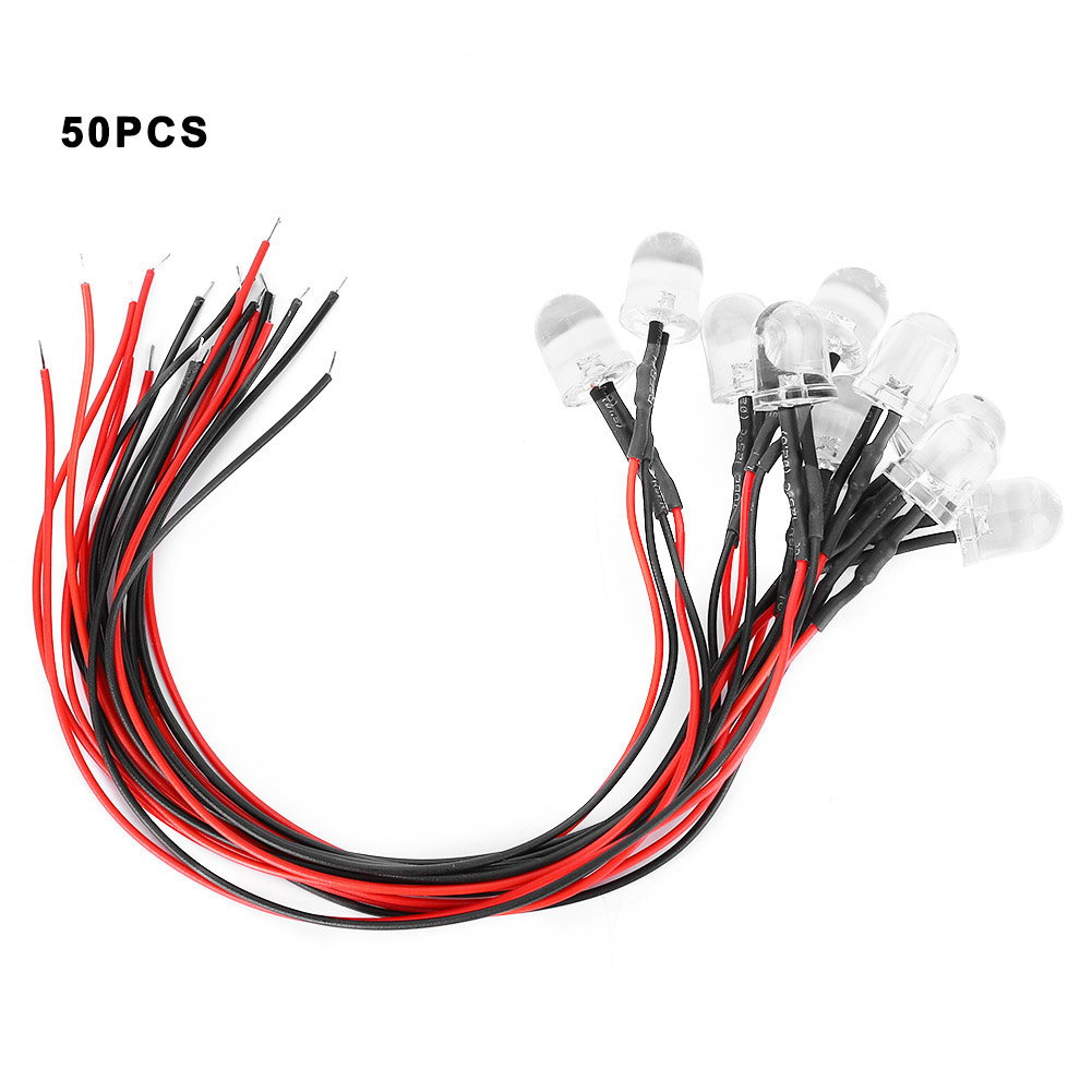 50 Vorverdrahtete 12v-leds, 10mm Runde Leuchtdioden, Orangefarbene Diy-beleuchtungskomponenten
