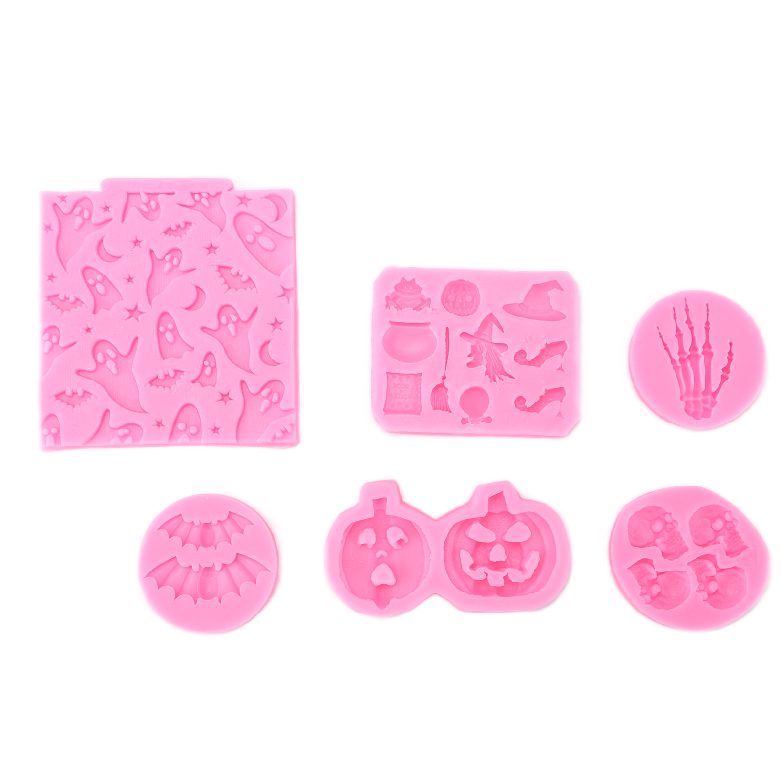 6-teiliges Halloween-silikonform-set: Geist, Skelett, Fledermaus, Palme, Robust, Antihaftbeschichtet, Ideal Zum Backen Zu Hause