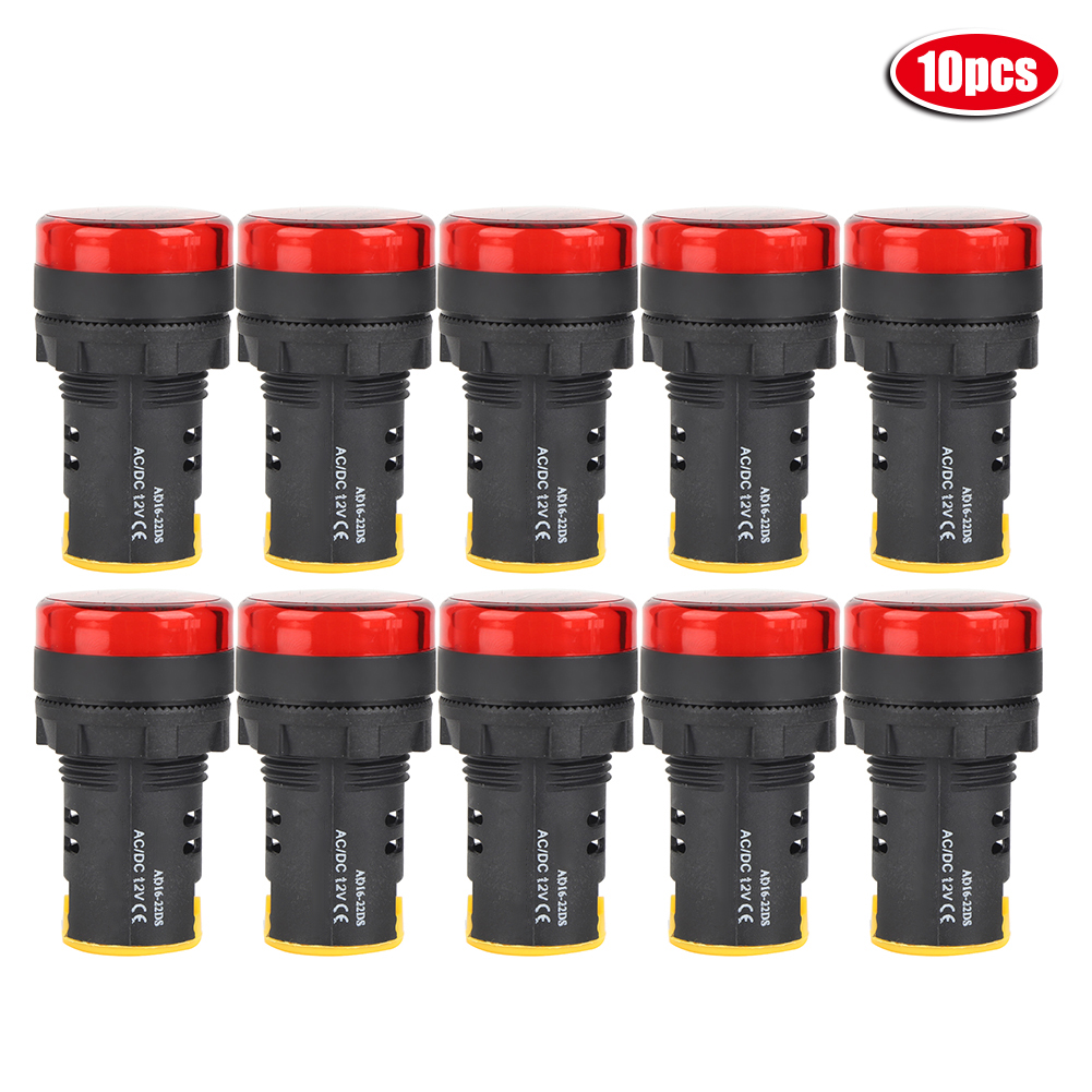 10 Stück Led-berm-anzeigeleuchten Φ22mm, Energieeffiziente Halbleiterlampen Ad16-22d Rot