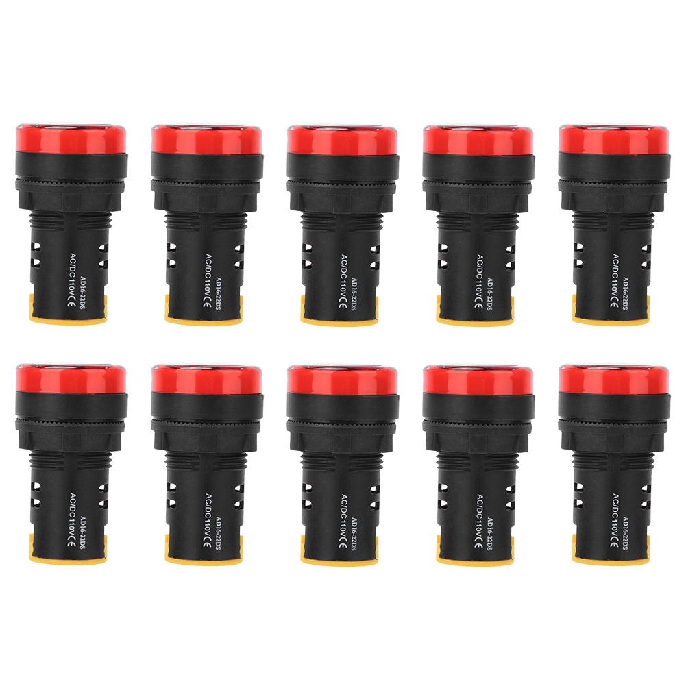 10 Stück Led-berm-kontrollleuchten Für Netzteile, Flammhemmendes Pc-gehäuse, 22 Mm Durchmesser, 110 V Ad16-22d/s Rot