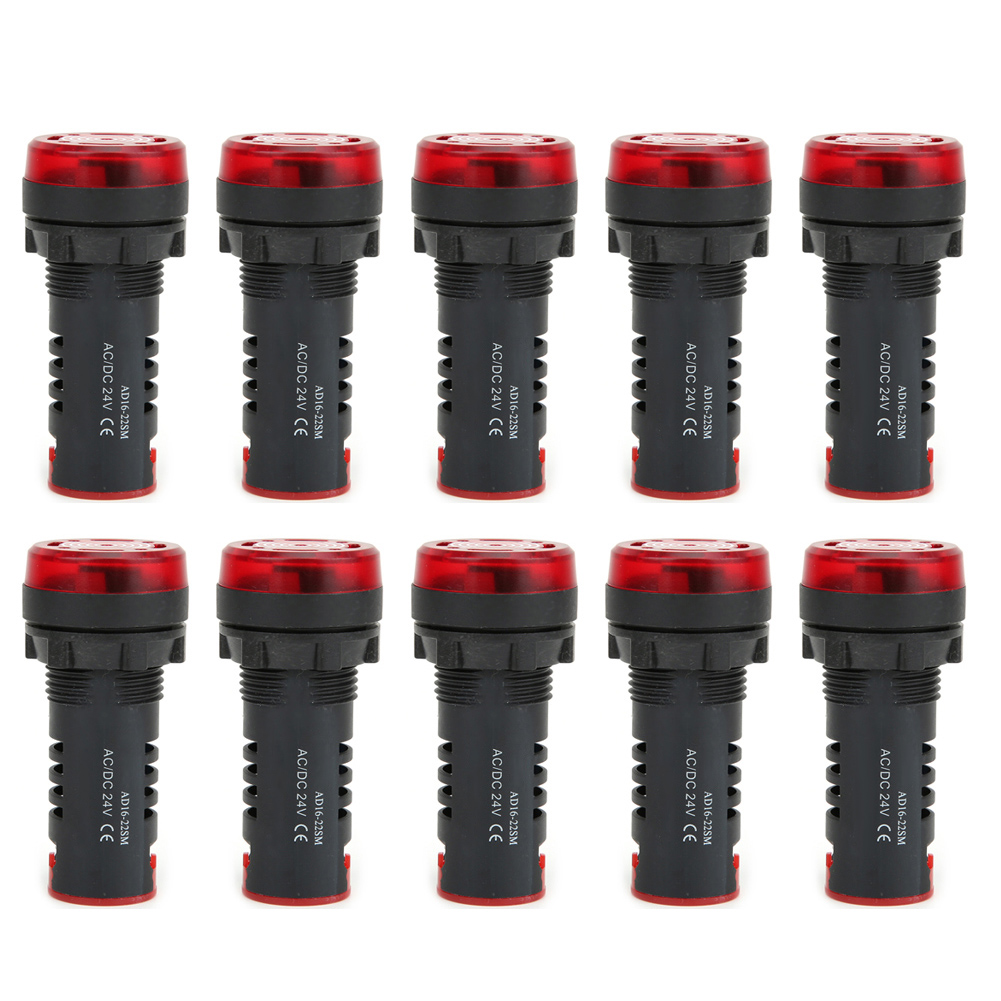 10 Stück Berm Led-blinker Rot Ad16-22sm Mit Summeralarm, Kontrollleuchte 24v Ac/dc
