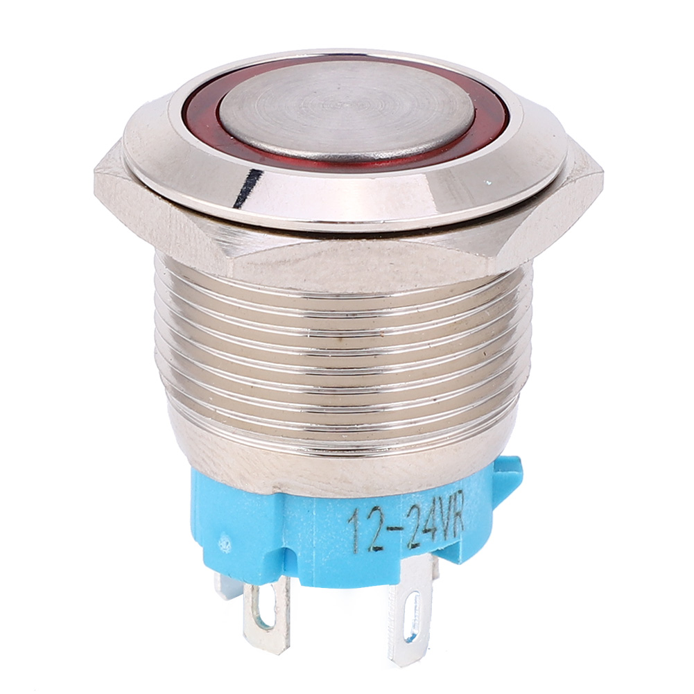 Stück Selbstverriegelnde Metall-drucktaster 19 Mm 1no 4-polig, 12-24 V Dc (rot)