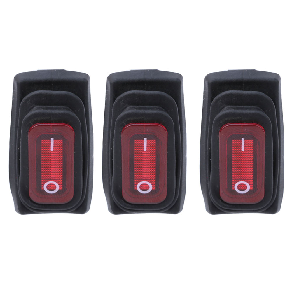 Wasserdichter 3-poliger Marine-ein/aus-schalter 250 V Ac Für Beleuchtung, Rot – 3er-pack