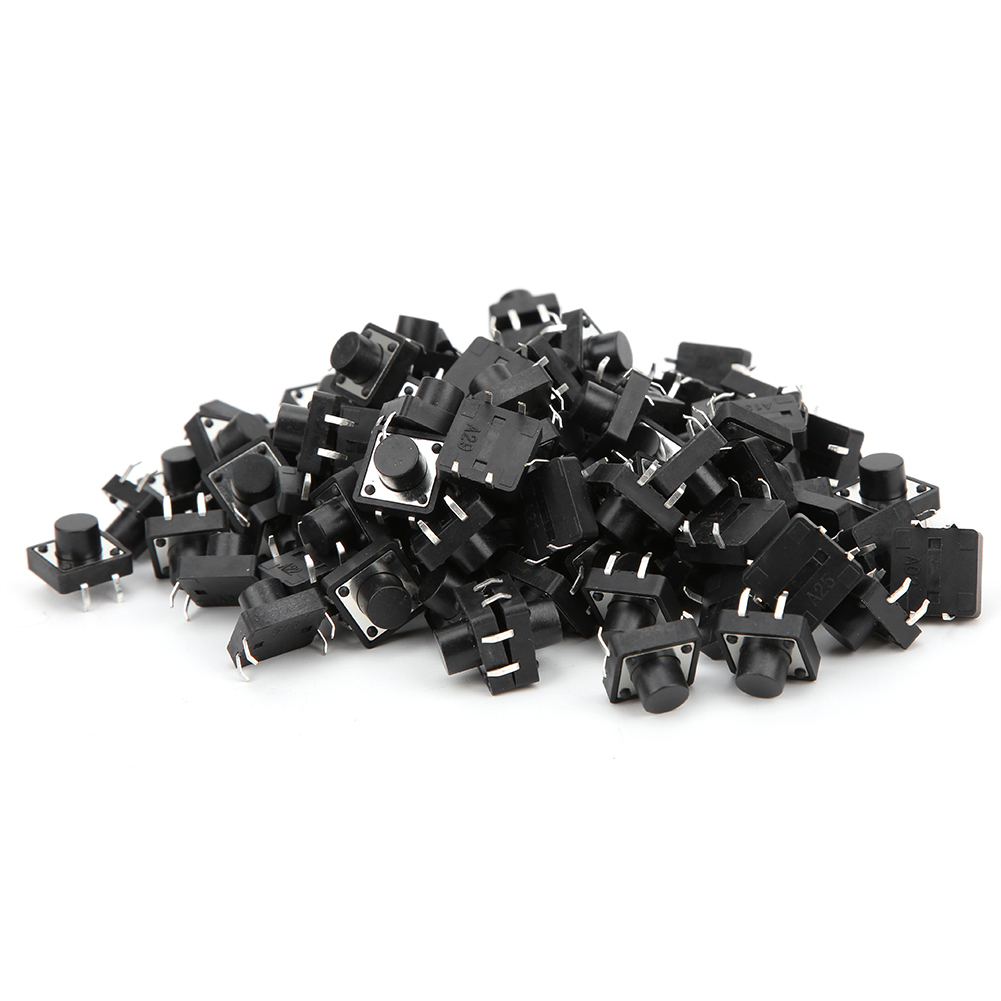 100 Stück Momenttaster, 12x12x8mm, Industriebedarf, Kunststoff-dip-taster