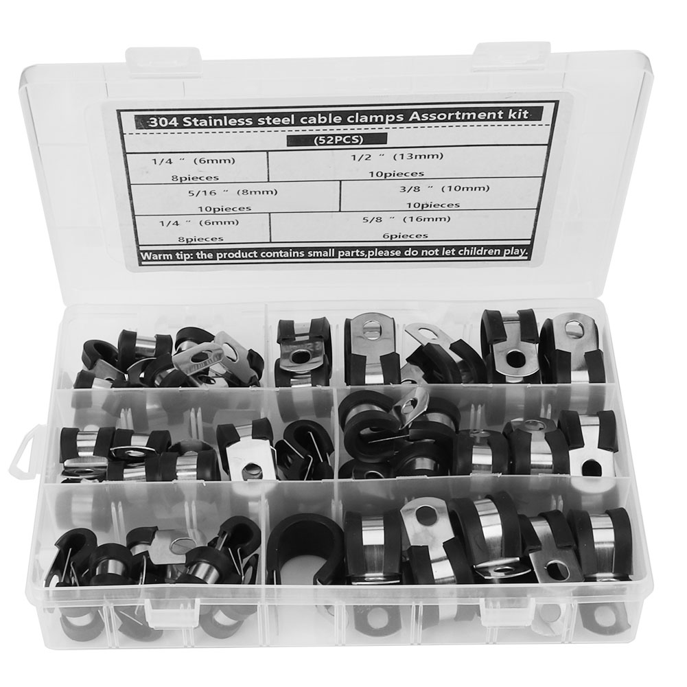 52-teiliges Kabelbinder-set Aus Edelstahl Mit Gummihüllen Zur Organisation Von Elektrischen Leitungen