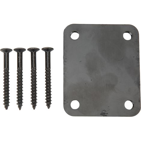 Schwarze Metall-montageplatte Für Den Hals Einer E-gitarre Oder Eines E-basses, 4 Löcher Mit Schrauben.