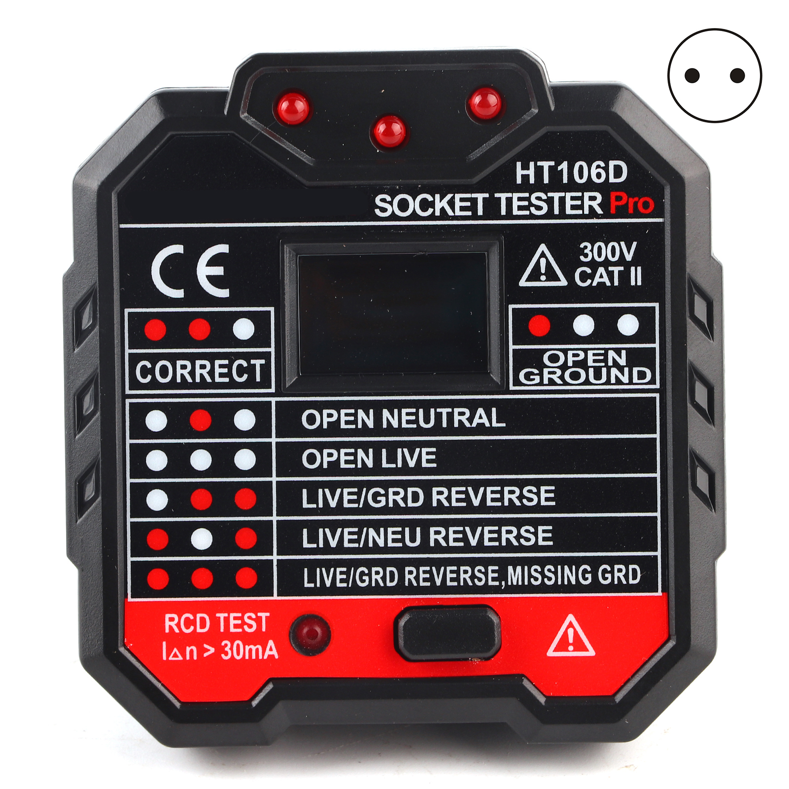 Elektrischer Steckdosentester Mit Digitalanzeige, Fehlerdetektor Für 48-250v Wechselstrom-wandsteckdosen, Eu-stecker.